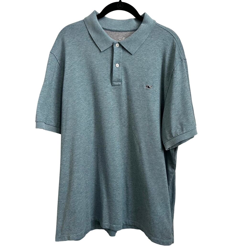 Vineyard Vines Edgartown Polo Whale Logo Sage Green Stretch Cotton XL Preppy